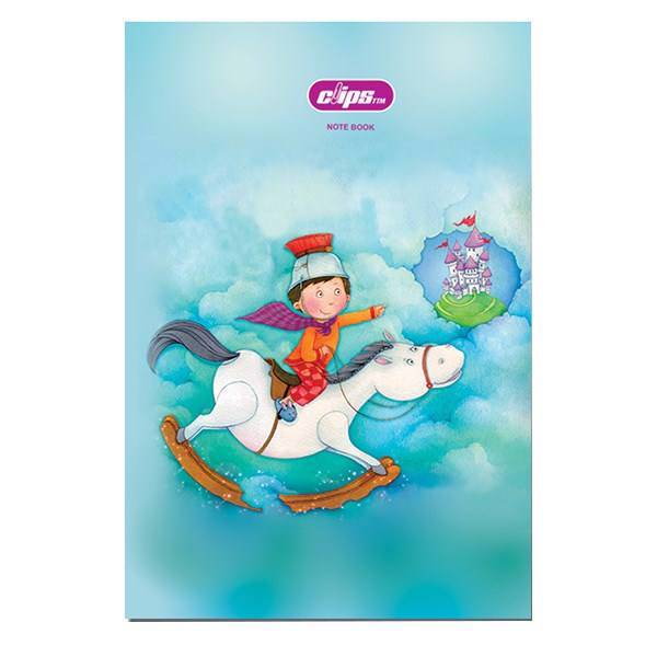 دفتر 50 برگ کلیپس جلد شومیز طرح پسر شوالیه، Clips 50 Soft Cover Boy Knight Background Design Notebook