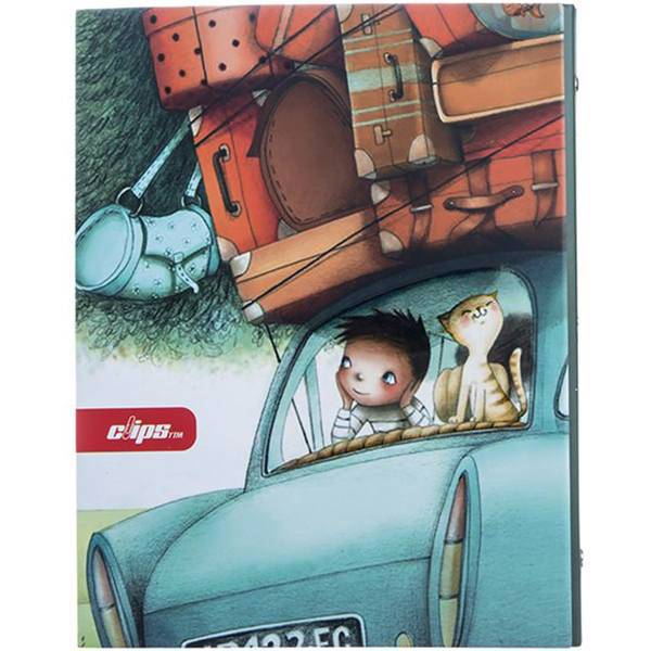 دفتر 100 برگ کلیپس مدل کلاسوری طرح مسافرت جلد سخت، Clips 100 Sheets Hard Cover Travelling Design Ring Binder Notebook