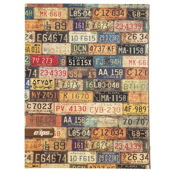دفتر کلاسوری کلیپس طرح پلاک ماشین 100 برگ، Clips License Plate Design Ring Binder Notebook 100 Sheets