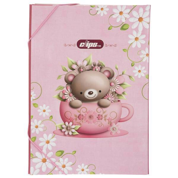 کلاسور کش دار کلیپس طرح خرس سایز A4، Clips Bear Folder Size A4