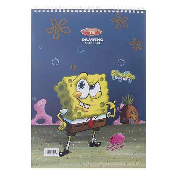 دفتر نقاشی 30 برگ کلیپس طرح باب اسفنجی 1 جلد شومیز، Clips 30 Sheets Spongebob 1 Design Soft Cover Painting Notebook