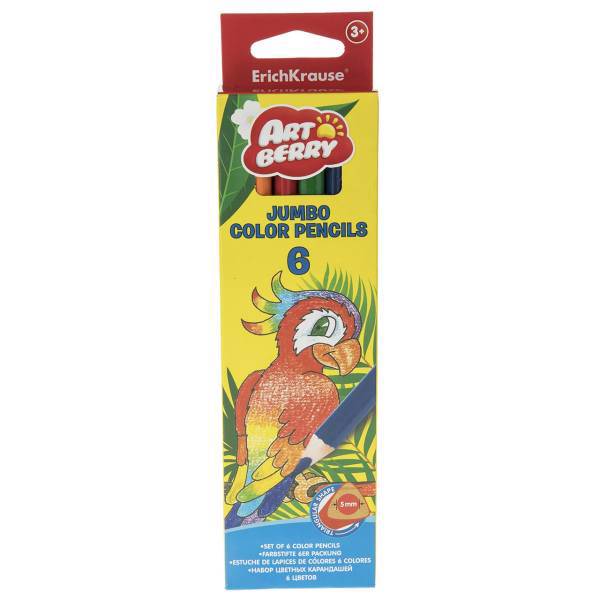 مداد رنگی 6 رنگ اریک کراوزه مدل Jumbo، ErichKrause Jumbo 6 Color Pencil