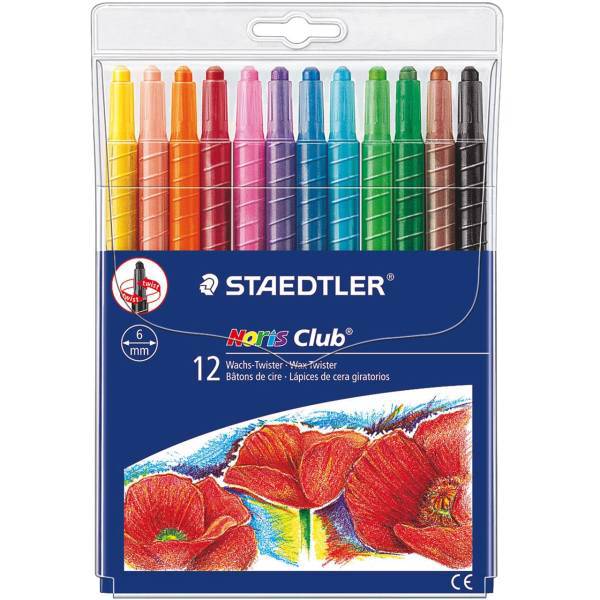 مداد شمعی 12 رنگ استدلر مدل Noris Club کد 221NWP12، Staedtler Noris Club 12 Color Crayon Code 221NWP12