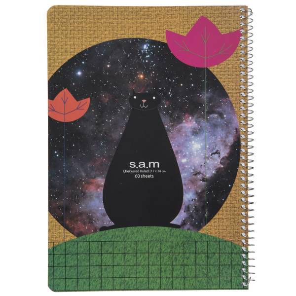 دفتر شطرنجی سم طرح گربه سیاه، Sam Black Cat Checkered Notebook