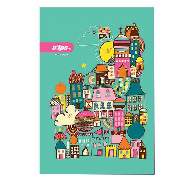 دفتر 50 برگ کلیپس طرح خانه کودک جلد شومیز، Clips 50 Sheets Home Design Soft Cover Notebook