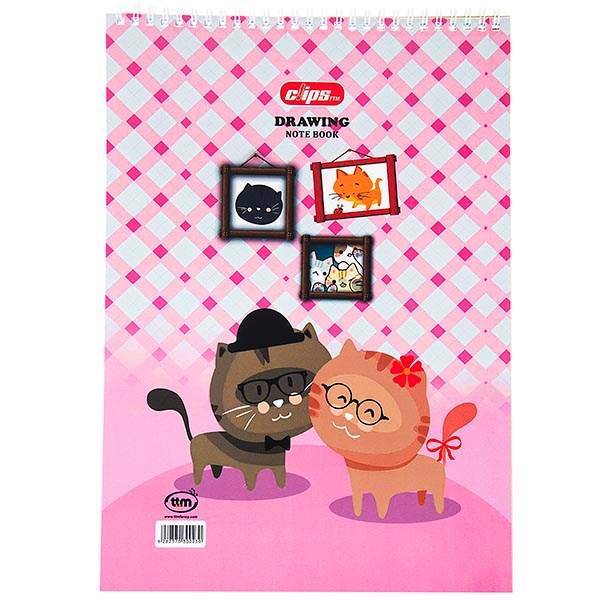دفتر نقاشی کلیپس طرح گربه 30 برگ، Clips Cat Design 30 Sheets Painting Notebook