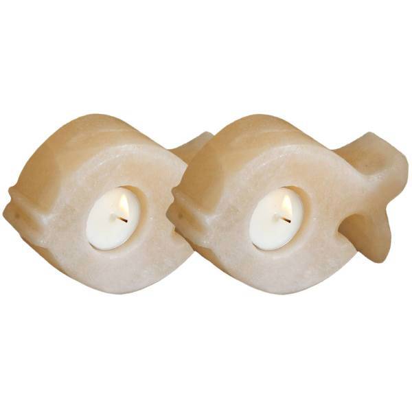 شمعدان سنگ نمک طب سنگ طرح جاشمعی ماهی کد TC-40122 - بسته دو عددی، Tebsang Fish TC-40122 Salt Stone Candlestick Pack Of 2