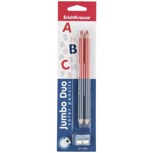 مداد رنگی اریک کراوزه مدل Jumbo Duo بسته 2 عددی، ErichKrause Jumbo Duo Color Pencil Pack of 2