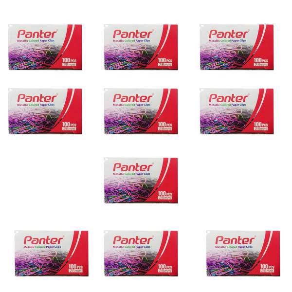 گیره کاغذ پنتر مدل متالیک بسته ی 10 عددی، metalic colored paper clips