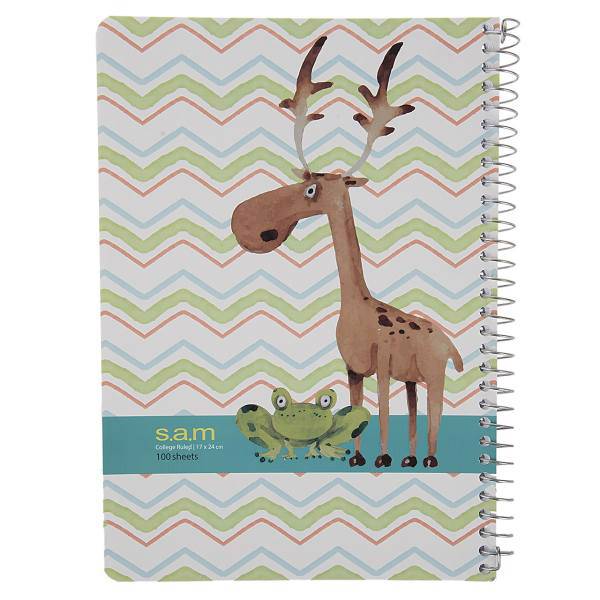 دفتر مشق سم طرح گوزن و قورباغه، Sam Deer and Frog Design Homework Notebook