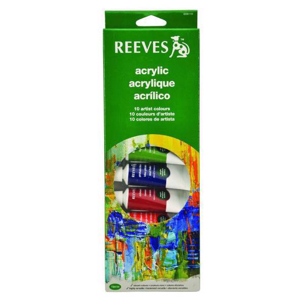 رنگ اکرلیک 10 رنگ ریوز حجم 22 میلی لیتر، Reeves 10 Color Acrylique 22ml