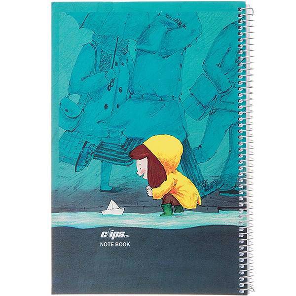 دفتر 100 برگ کلیپس طرح دخترک و قایق کاغذی جلد شومیز، Clips 100 Sheets Ring Cover Girl And Paper Boat Design Notebook