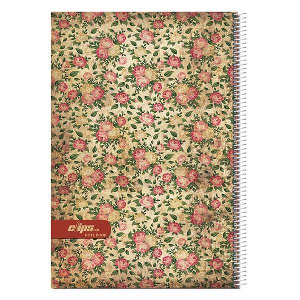 دفتر 80 برگ کلیپس طرح گل 3 جلد شومیز، Clips 80 Sheets Flower Design 3 Soft Cover Notebook