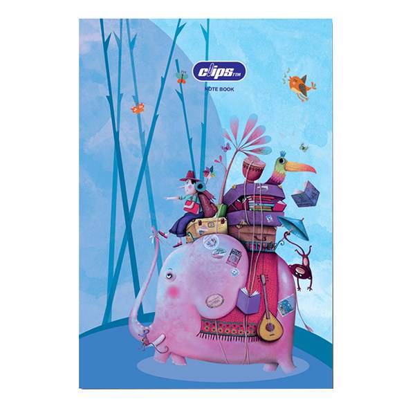 دفتر 50 برگ کلیپس جلد شومیز طرح فیل، Clips 50 Soft Cover Elephant Background Design Notebook