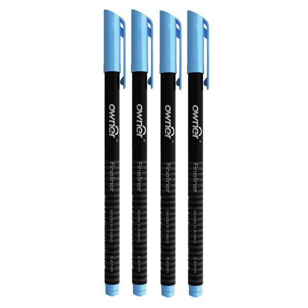 روان نویس اونر مدل Black Body 0.4 Sky Blue - بسته 4 عددی، Owner Black Body 0.4 Sky Blue Rollerball Pen - Pack of 4