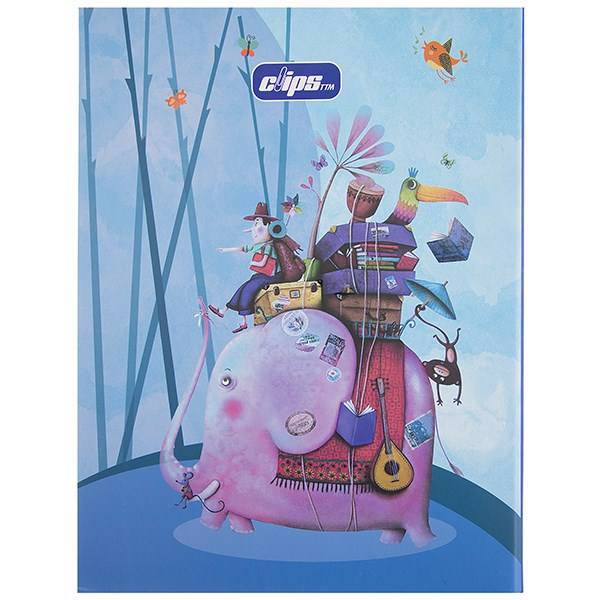 دفتر کلاسوری کلیپس طرح فیل سواری، Clips Elephant Riding Ring Binder Notebook