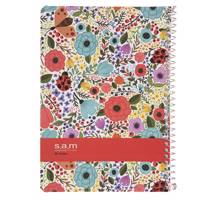 دفتر مشق سم طرح گل های رنگارنگ Sam Colorful Flowers Design Homework Notebook