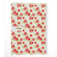 دفتر 100 برگ کلیپس طرح گل رز جلد شومیز Clips 100 Sheets Ring Cover Red Rose Design Notebook