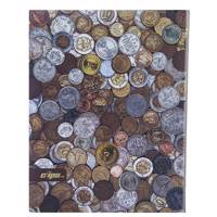 دفتر 100 برگ کلیپس مدل کلاسوری طرح سکه جلد سخت Clips 100 Sheets Hard Cove Coin Design Ring Binder Notebook