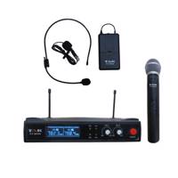 میکروفن بی سیم تک دستی تک یقه ای-هدمیک اکو تک مدل ET-1840 ECHOTAK wireless one handle one clip _head-mic_ microphone model ET-1840