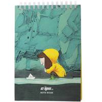 دفتر یادداشت 100 برگ کلیپس مدل دختر و قایق Clips 100 Sheets Girl And Boat Design Hard Cover