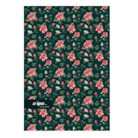 دفتر مشق کلیپس طرح گل زمینه سبز 100 برگ Clips Green Background Flower Design 100 Sheets Homework Notebook