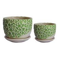 گلدان سرامیکی گلباران سبز طرح بنفشه برجسته مدل 12-DB مجموعه دو عددی Golbaranesabz DB-12 Outstanding Violets Ceramic Flower Pot Pack Of 2