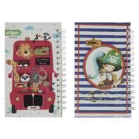 دفتر یادداشت کلیپس طرح اتوبوس حیوانات و دزد دریایی بسته 2 عددی Clips Animals Bus and Pirate Notebook Pack of 2