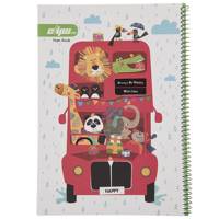 دفتر مشق کلیپس طرح اتوبوس حیوانات Clips Animals Bus Design Homework Notebook