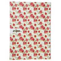 دفتر 100 برگ کلیپس مدل کلاسوری طرح گل رز جلد سخت Clips 100 Sheets Hard Cover Rose Flower Design Ring Binder Notebook