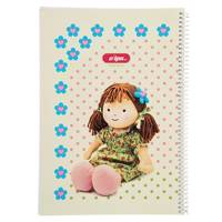 دفتر 100 برگ کلیپس طرح عروسک پارچه‌ای جلد شومیز Clips 100 Sheets Ring Cover Cloth Doll Design Notebook