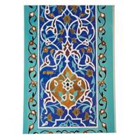 دفتر 100 برگ کلیپس مدل کلاسوری طرح کاشی فیروزه ای جلد سخت Clips 100 Sheets Hard Cover Turquoise Tiles Design Ring Binder Notebook