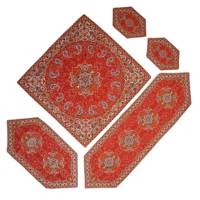 ست 5 تکه رومیزی ترمه خانه ترمه ایران طرح نسترن Nastaran Set Red Polyester