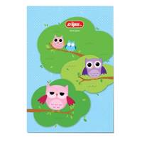 دفتر 50 برگ کلیپس طرح جغد 2 جلد شومیز Clips 50 Sheets Owls Blue Background Design Soft Cover Notebook