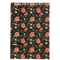 دفتر یادداشت کلیپس طرح گل زمینه سبز 100 برگ Clips Green Background Flower Design 100 Sheets Notebook