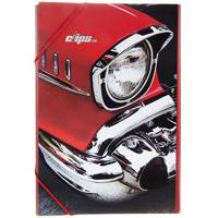 پوشه کش دار کلیپس طرح اتومبیل قرمز Clips Rubber Red Car Design Folder