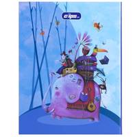 دفتر کلاسوری کلیپس طرح فیل سواری 100 برگ Clips Elephant Riding Design 100 Sheets Ring Binder Notebook