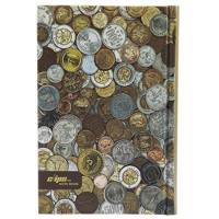 دفتر یادداشت 160 برگ کلیپس طرح سکه جلد سخت Clips 160 Sheets Coins Design Hard Cover Notebook
