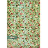 دفتر مشق کلیپس طرح گل زمینه سبز آبی 80 برگ Clips Cyan Background Flower Design 80 Sheets Homework Notebook