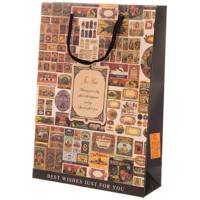 پاکت هدیه عمودی جیحون مدل For You طرح تمبرهای قدیمی - Jeihoon For You Old Stamps Design Vertical Gift Bag