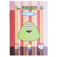 دفتر زبان 80 برگ کلیپس طرح پو سبز جلد شومیز Clips 80 Sheets Traditional Pou Green Design Soft Cover English Notebook