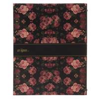 دفتر کلاسوری کلیپس طرح گل رز زمینه مشکی - 100 برگ Clips Black Background Rose Flower Design Ring Binder Notebook - 100 Sheets