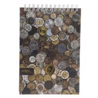 دفتر یادداشت کلیپس طرح سکه 100 برگ Clips 100 Sheets Coins Design Hard Cover Notebook