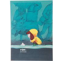 دفتر 50 برگ کلیپس طرح دخترک و قایق کاغذی جلد شومیز Clips 50 Sheets Soft Cover Girl And Paper Boat Design Notebook