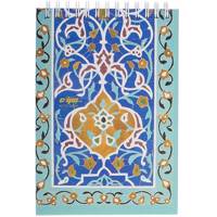 دفتر یادداشت 100 برگ کلیپس مدل کاشی فیروزه ای Clips 100 Sheets Traditional Turquoise Tiles Design Hard Cover