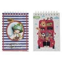 دفتر یادداشت کلیپس طرح اتوبوس حیوانات و دزد دریایی بسته 2 عددی Clips Animals Bus and Pirate Notebook Pack of 2
