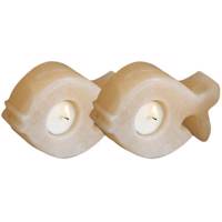 شمعدان سنگ نمک طب سنگ طرح جاشمعی ماهی کد TC-40122 - بسته دو عددی Tebsang Fish TC-40122 Salt Stone Candlestick Pack Of 2