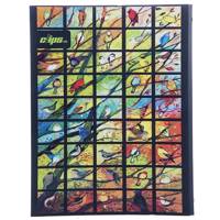 دفتر 100 برگ کلیپس مدل کلاسوری طرح پرندگان جلد سخت Clips 100 Sheets Hard Cover Birds Design Ring Binder Notebook