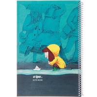 دفتر 100 برگ کلیپس طرح دخترک و قایق کاغذی جلد شومیز Clips 100 Sheets Ring Cover Girl And Paper Boat Design Notebook